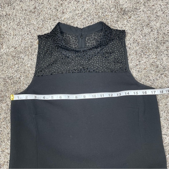 Ann Taylor Loft Black Sleeveless Collared Sheer Top Leopard Print Mini Dress 6 - Picture 9 of 10